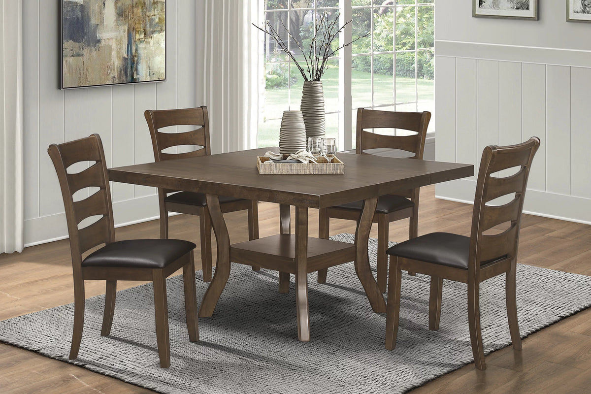 Brown Finish Wood Dining Table with Display Shelf Z2899
