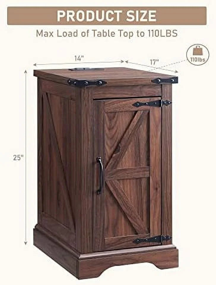 Brown Wood Nightstand with Charging Station R2588