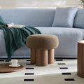 Small Round Teddy Fabric Ottoman with Non-Skid Legs O94869
