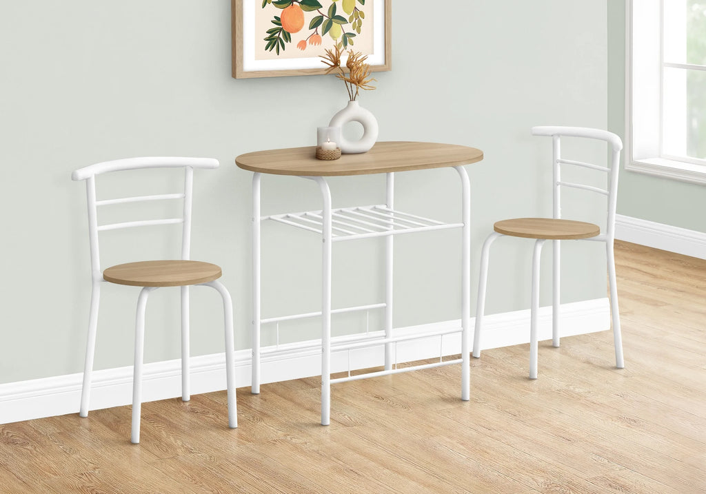 Dining Table Set 3pcs Set 32" L Metal Natural White M206