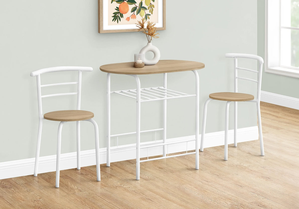 Dining Table Set 3pcs Set 32" L Metal Natural White M206