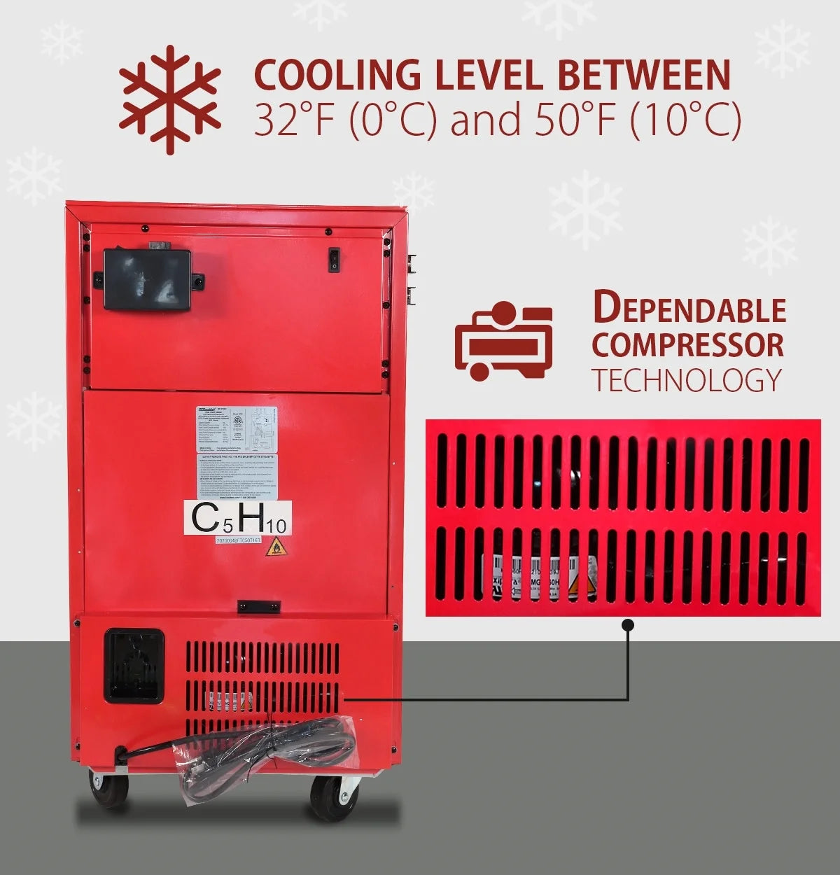 Red Compact Fridge with Built-in Tool Storage B659091