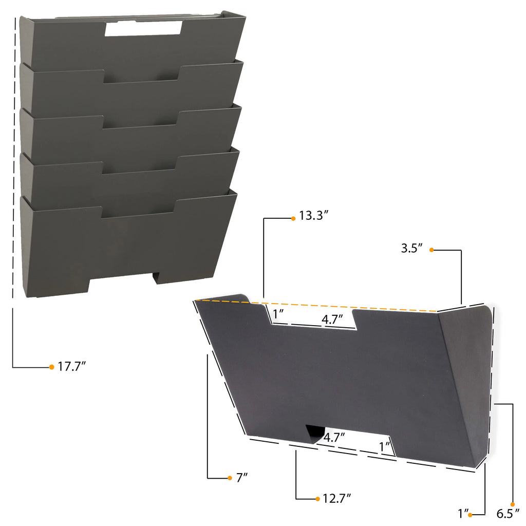 5 Tier Steel Magazine Rack Wall File Folder Organizer I73254