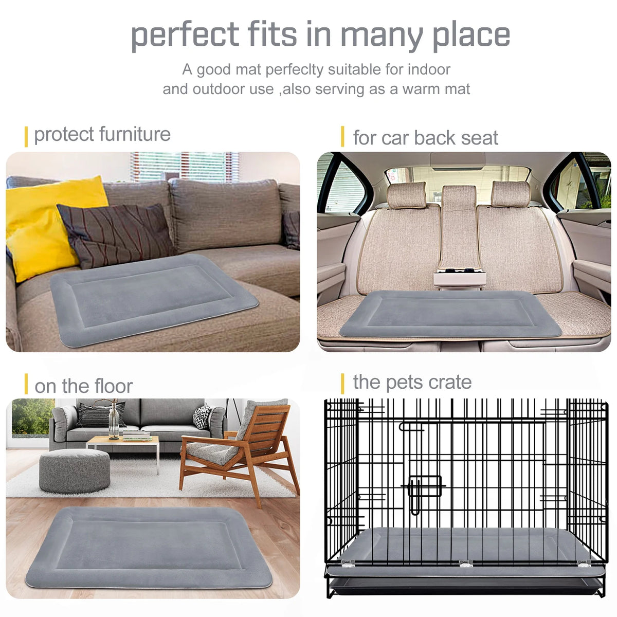 Large Washable Anti-Slip Dog Crate Mat H84671
