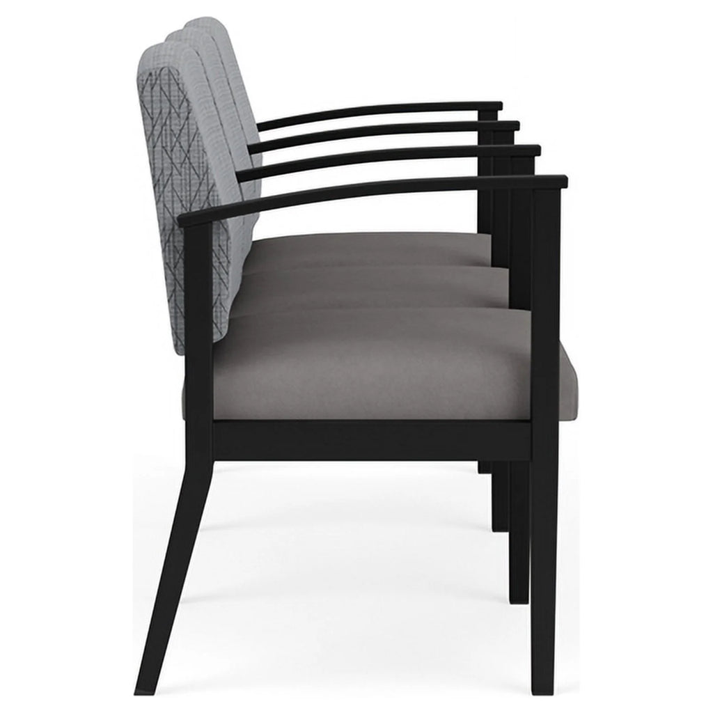 Black & Gray 3 Seat Steel Reception Seating E7251