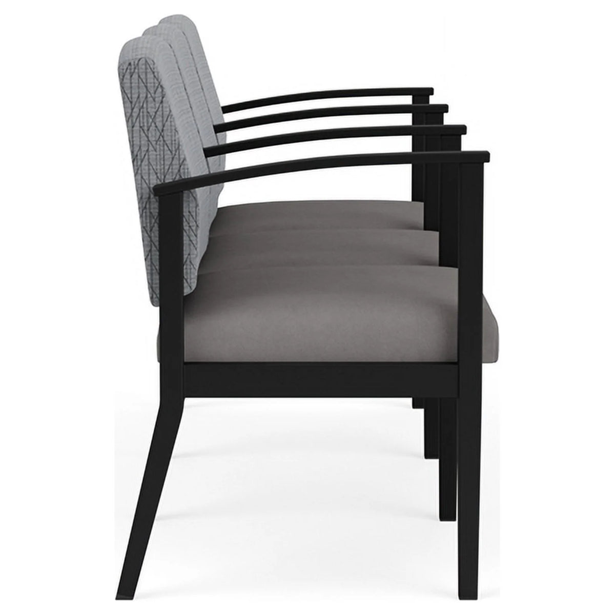 Black & Gray 3 Seat Steel Reception Seating E7251