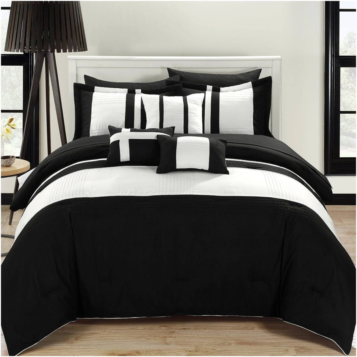 Black & White 10 Piece Comforter Bed in A Bag Set N230