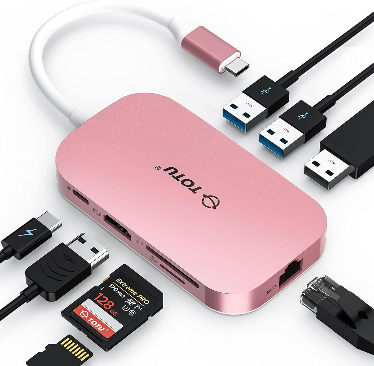 USB C Hub 9-in-1 with Ethernet Port, 4K HDMI, 2 USB 3.0 Ports, SD/TF Card Reader, Power Delivery Q802