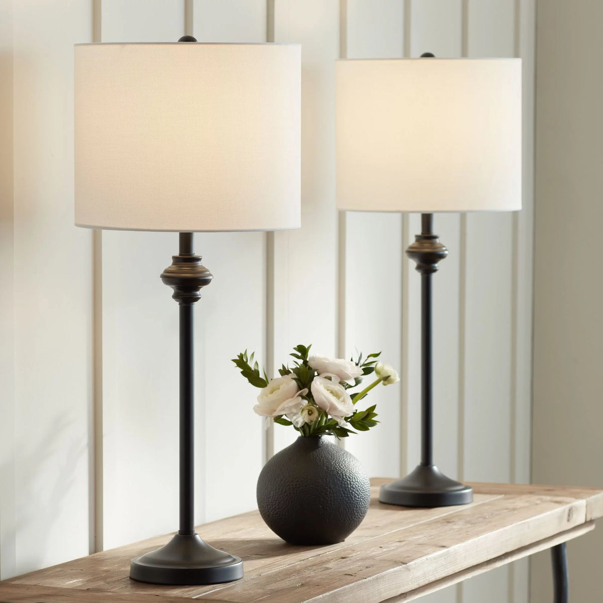 Set of 2 Black Metal Table Lamps E96811