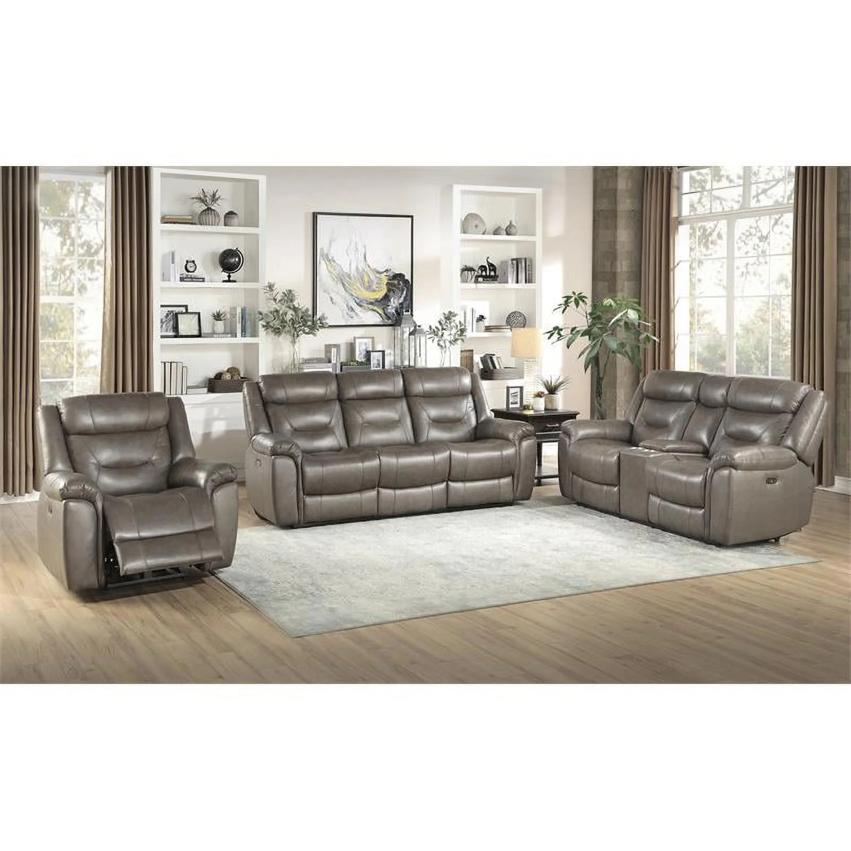 Brown Top Grain Leather Power Reclining Chair W53603