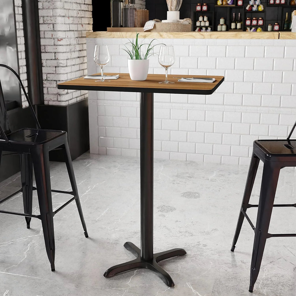 24'' X 30'' Rectangular Walnut Laminate Table Top With Bar Height Table Base Y5576