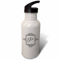 21 oz Black and White Sports Water Bottle B18025
