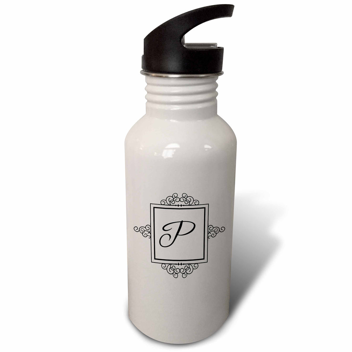 21 oz Black and White Sports Water Bottle B18025