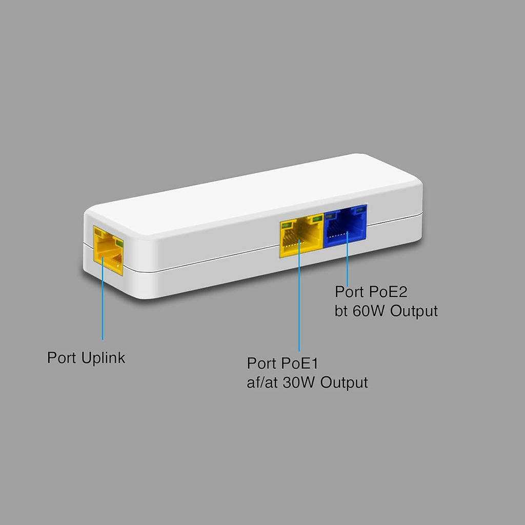 PoE Extend Switch, IEEE802.3af/at/bt, PoE++ BT Port 60W Output, Cascade 3-4 Times, Distance Extend 130M, Plug&Play Q24320