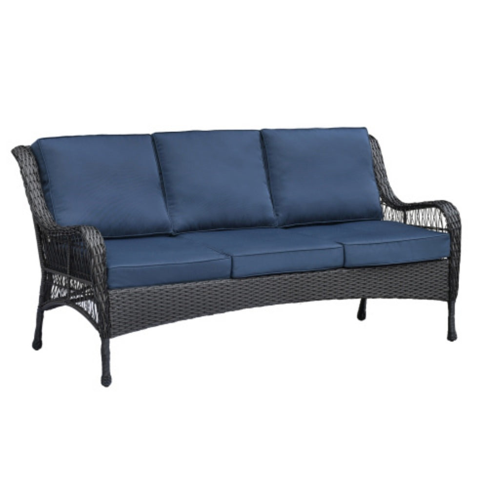 6-Piece Rattan Outdoor Conversation Set Navy Blue Metal Z6786