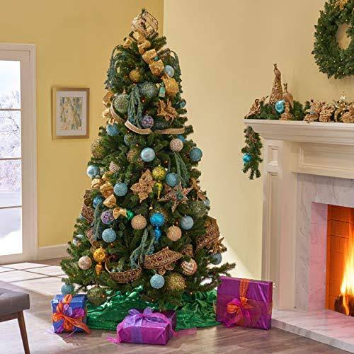 7.5-Foot Pre-Lit Hinged Green Fir Tree F5762