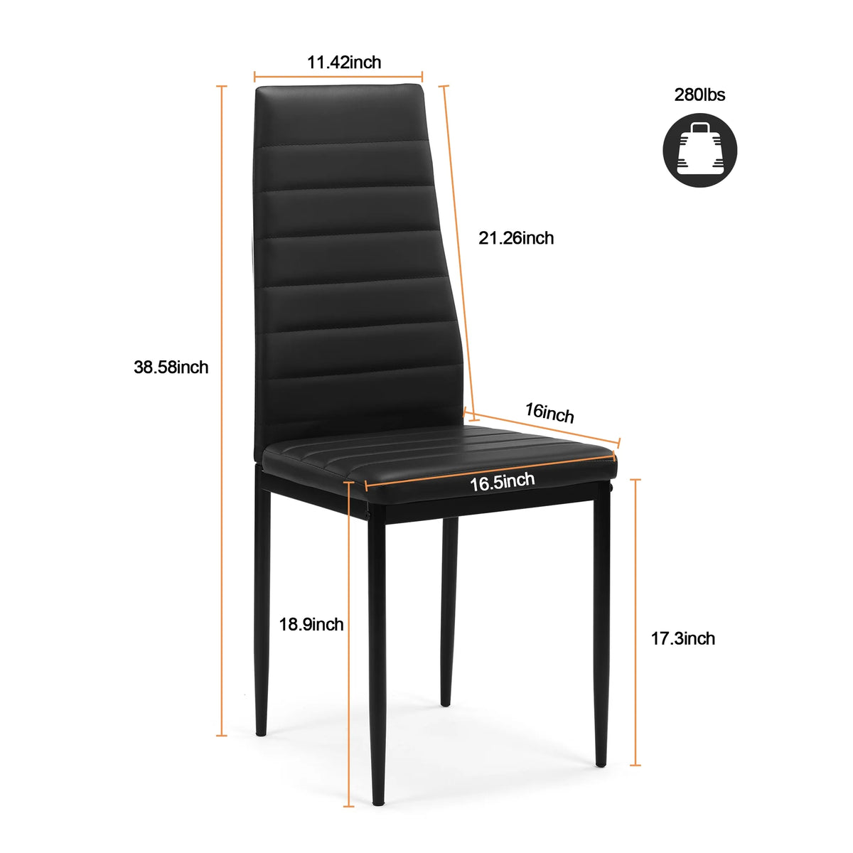 Black Faux Leather Upholstered Dining Chair Set of 4 K737