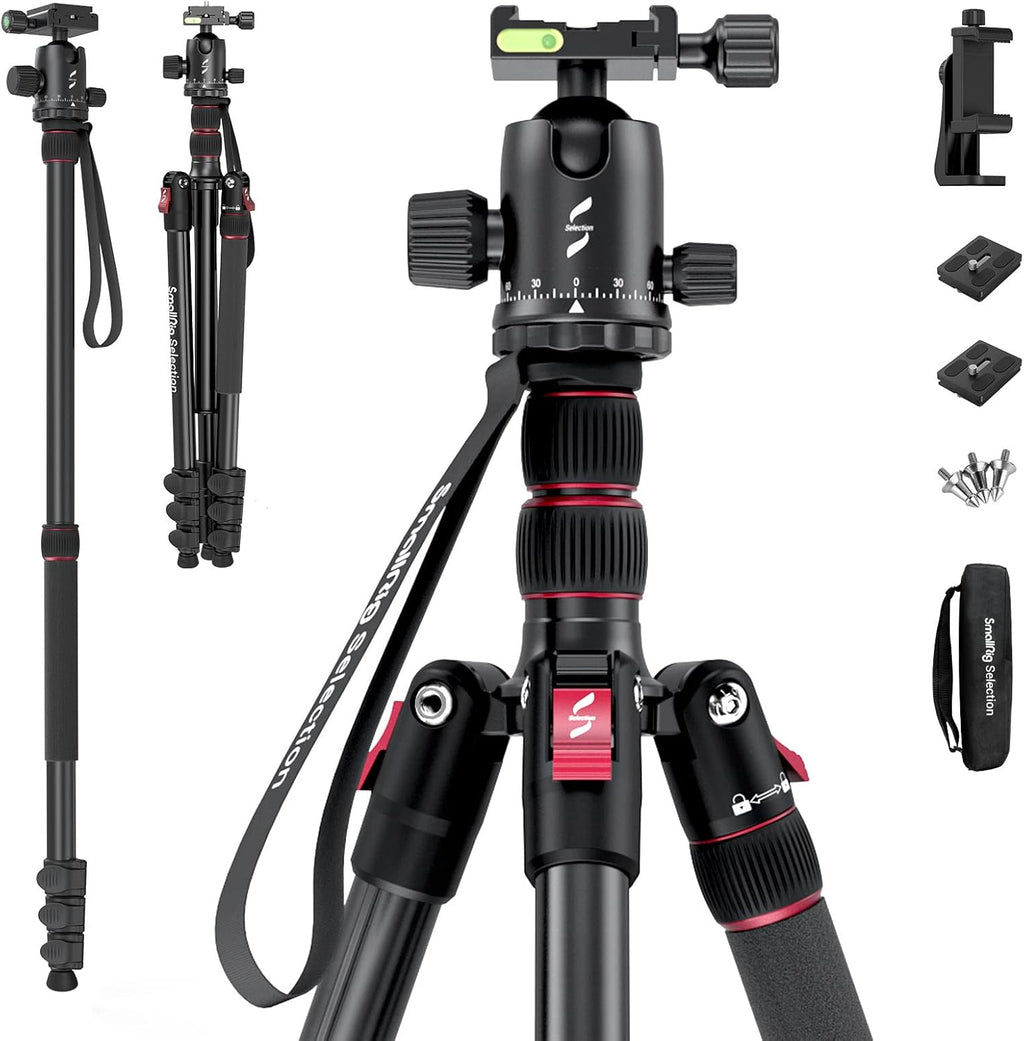 78 Aluminum Camera Tripod Monopod, Foldable, 360 Degree Ball Head, Quick Release Plate, 33lb Payload, Pack of 2 O131317