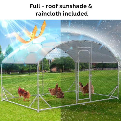 Large Metal Walk-in Chicken Coop with Anti-UV Cover Y27335