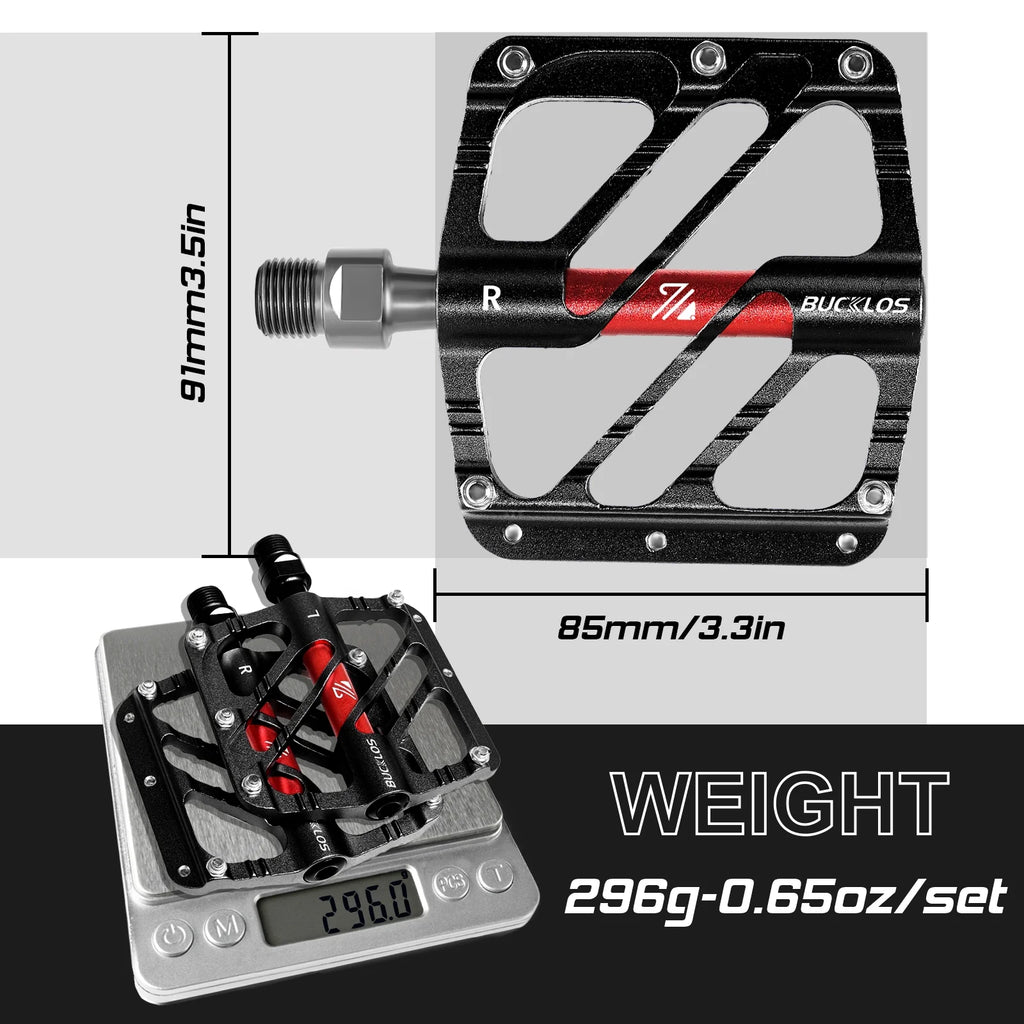CNC Aluminum Alloy MTB Flat Pedals 3 Bearings 9/16" A153197