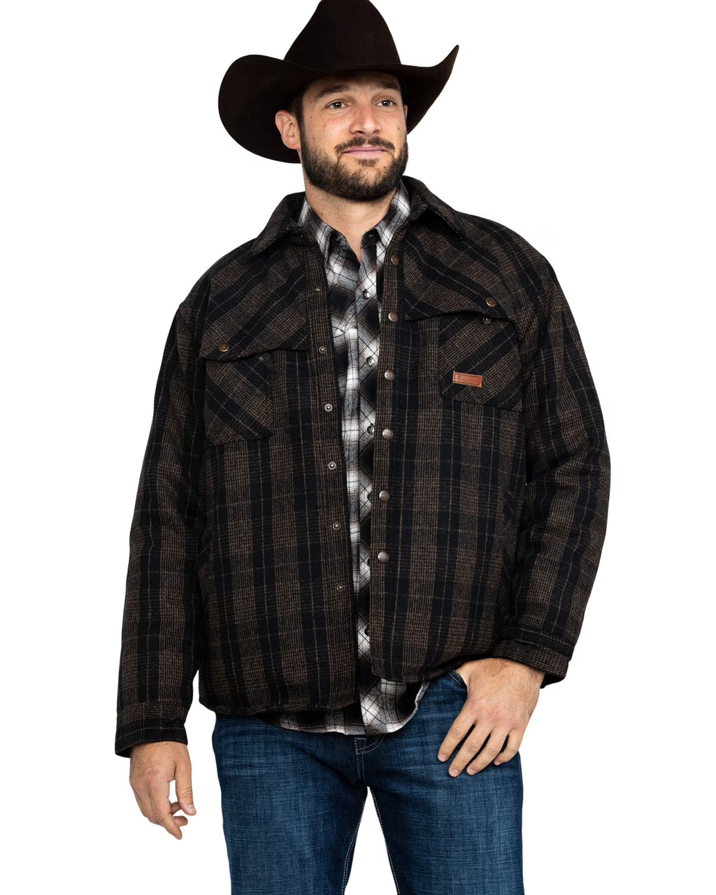 Brown Large Snap-Front Jacket P858