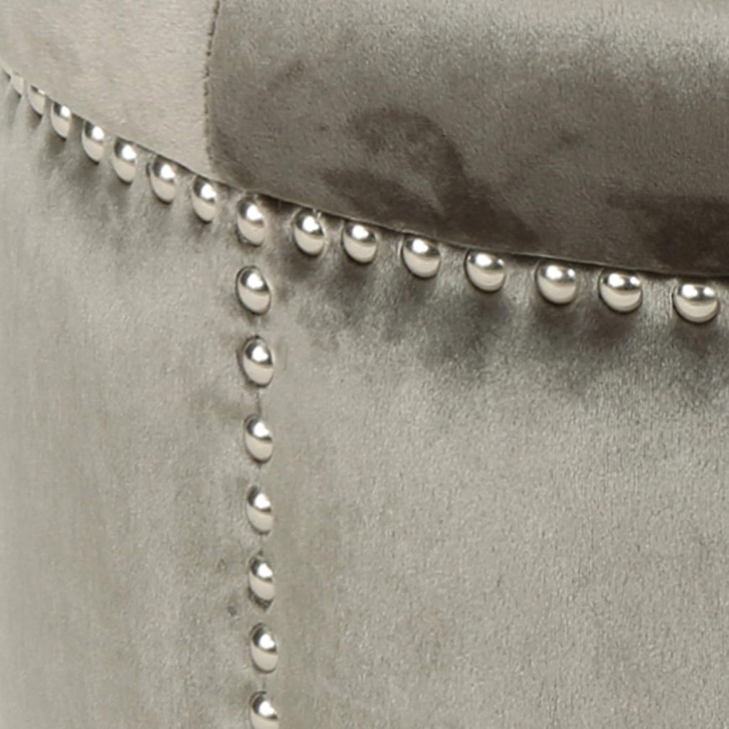 Grey Velvet Tufted Ottoman F92600