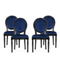 Velvet Dining Chairs Set of 4 Navy Blue O748