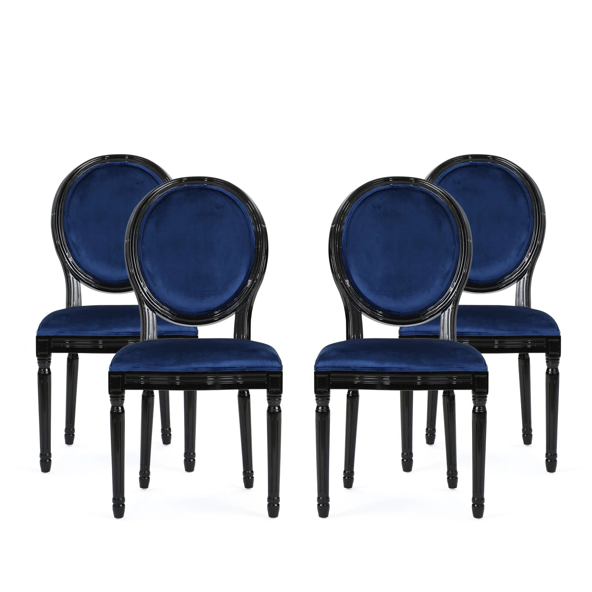 Velvet Dining Chairs Set of 4 Navy Blue O748