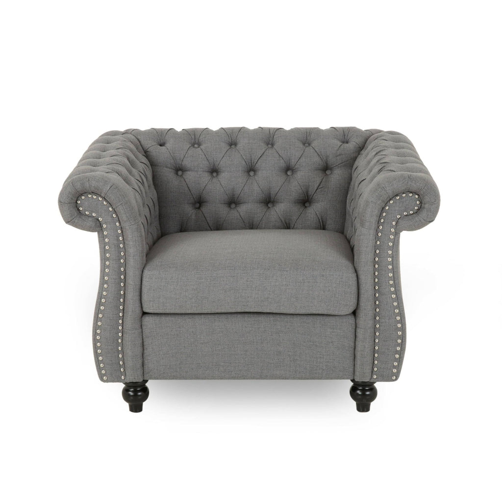 Dark Gray Velvet Club Chair B97461