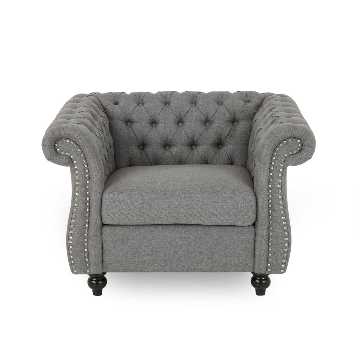 Dark Gray Velvet Club Chair B97461
