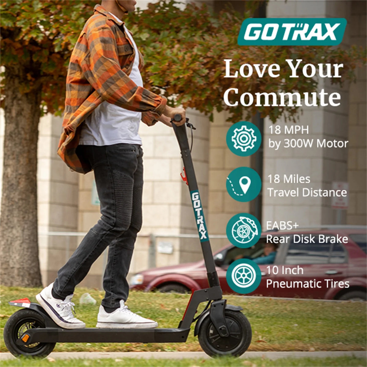 Gray 300W 10" Tire Foldable Electric Scooter Z748