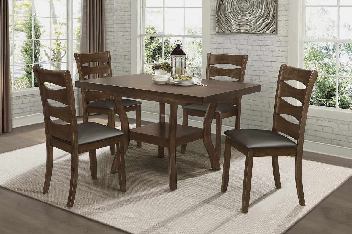 Brown Finish Wood Dining Table with Display Shelf Z2899