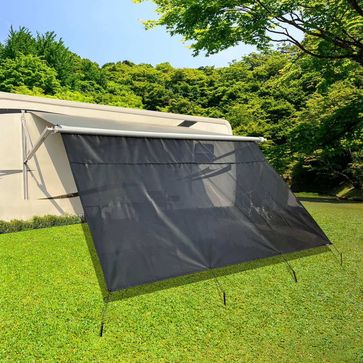 RV Awning Shade Screen with Zipper 8'X20'3'' Universal with Complete Kits N384