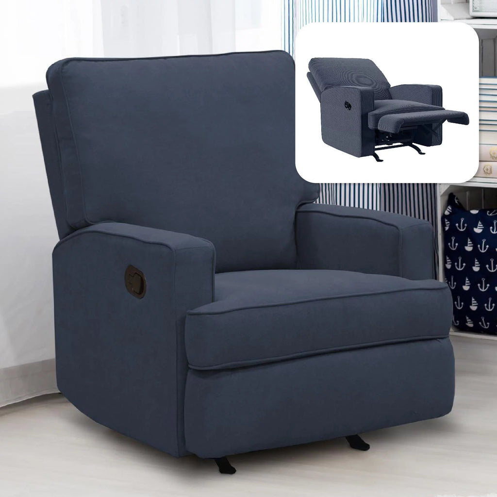 Navy Chenille Rocker Recliner Chair Q5835