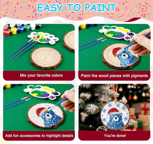 Unfinished Wooden Ornaments 30 Pcs N80975