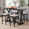 5-Piece Wood Dining Table Set with 4 Stools X638