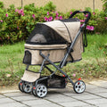 Foldable Pet Stroller with Reversible Handle Basket Storage Bag 3-Stage Canopy Zippered Mesh L388