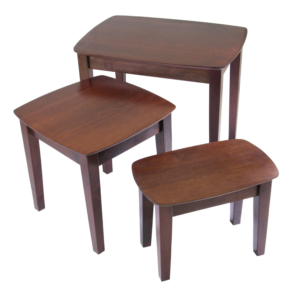 Antique Walnut Solid Wood Nesting Table Set of 3 W33087