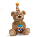 Glow-in-The-Dark Singing Stuffed Animal Plush Toy, Brown, 10” W812