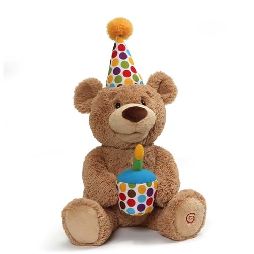 Glow-in-The-Dark Singing Stuffed Animal Plush Toy, Brown, 10” W812