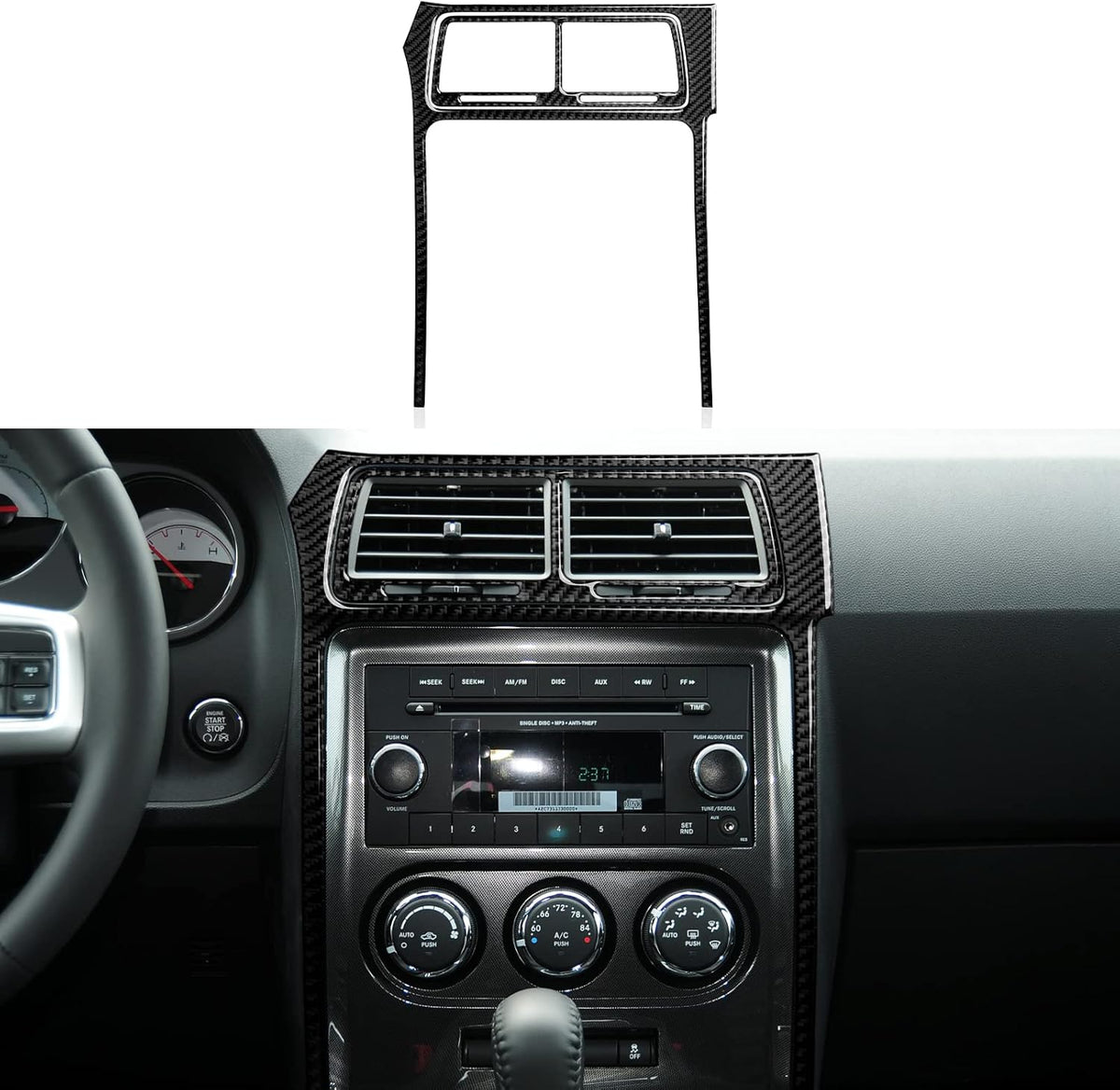 Carbon Fiber Interior Sticker Trim Decal (Center Console Air Vent) Pack of 2 Z755