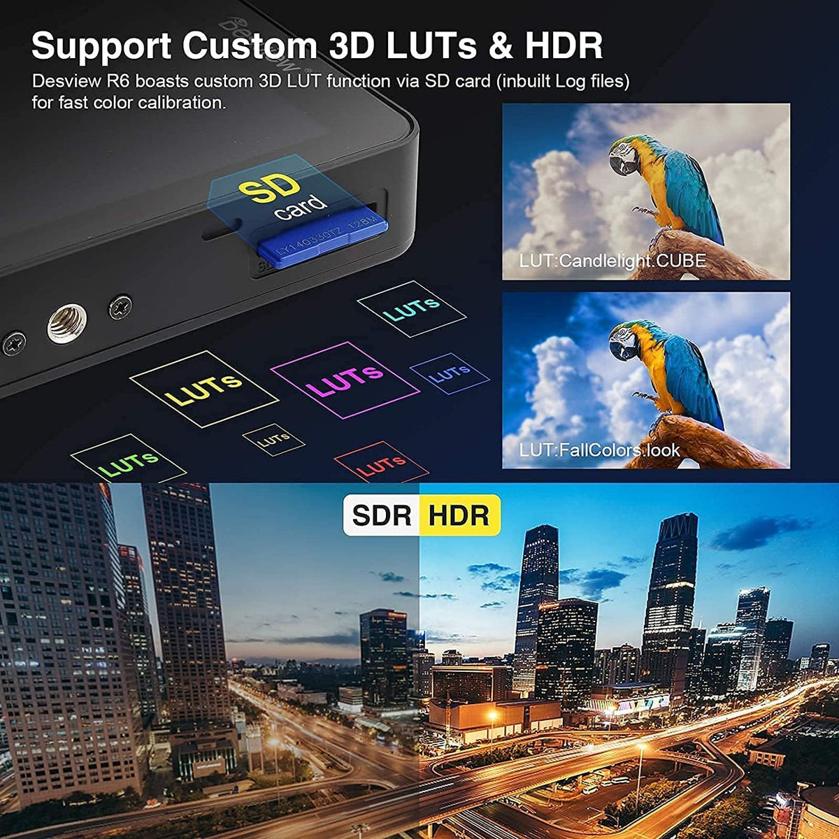 5.5 inch 2800nits Touch Screen Field Monitor with 3D LUT HDR Waveform Vectorscope False Color Zebra S490