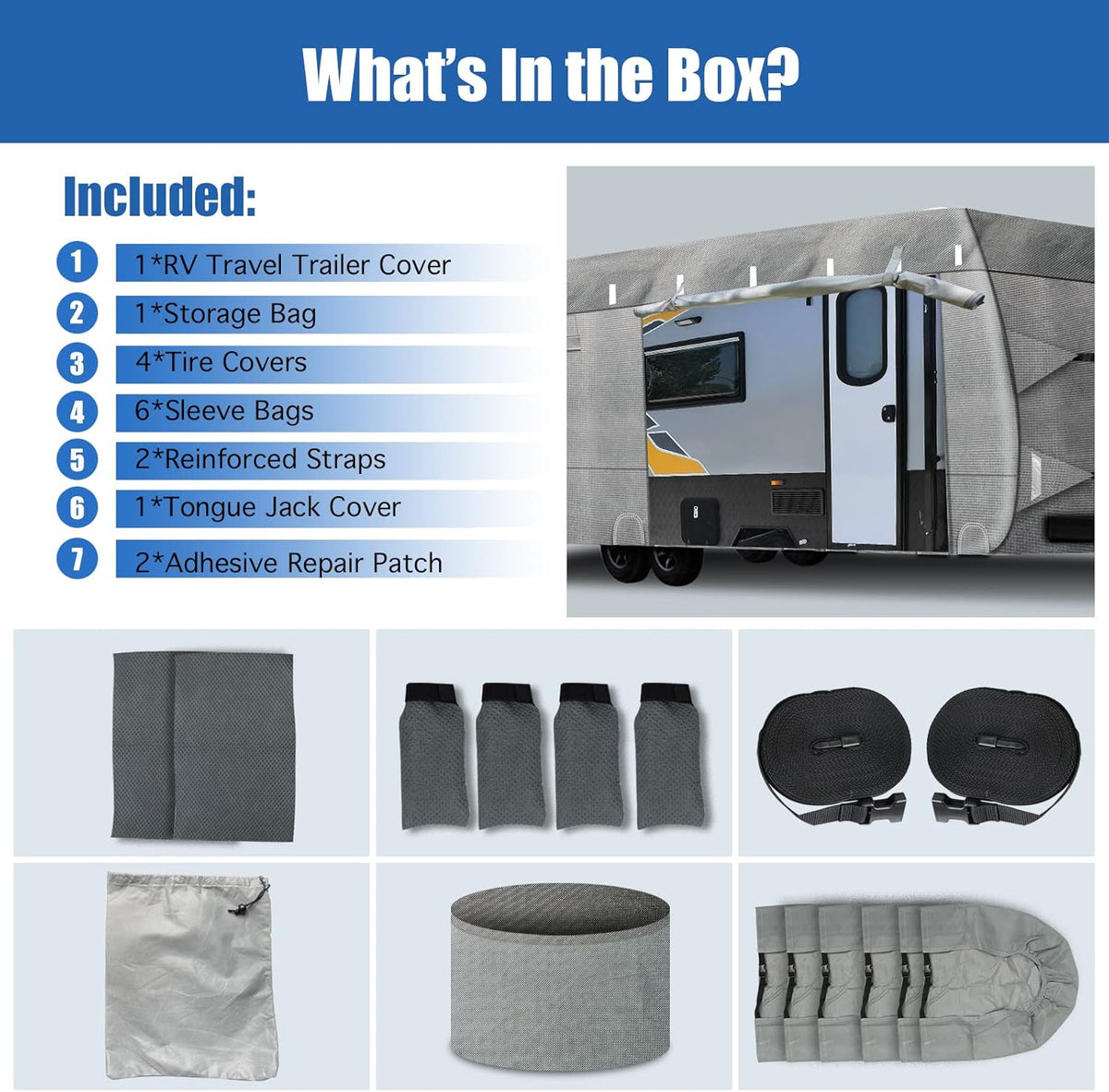 6 Layers Windproof Anti-Scratch UV Resistant Travel Trailer Cover V176