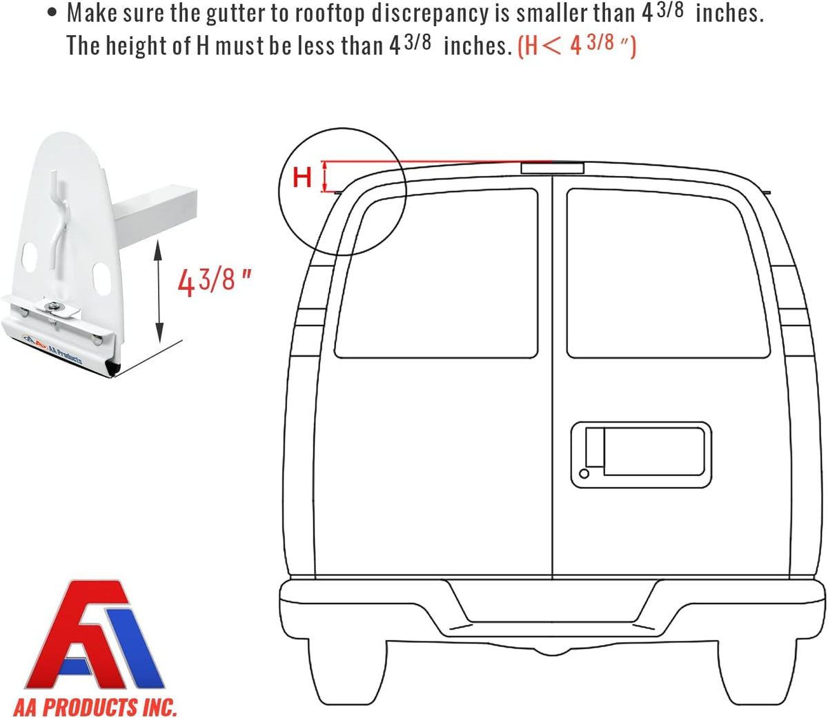 White Square 3 Bar Van Roof Racks with Ladder Stoppers U685573