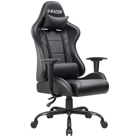 Carbon PU Leather Reclining Black Racing Style Ergonomic Swivel Chair U328169