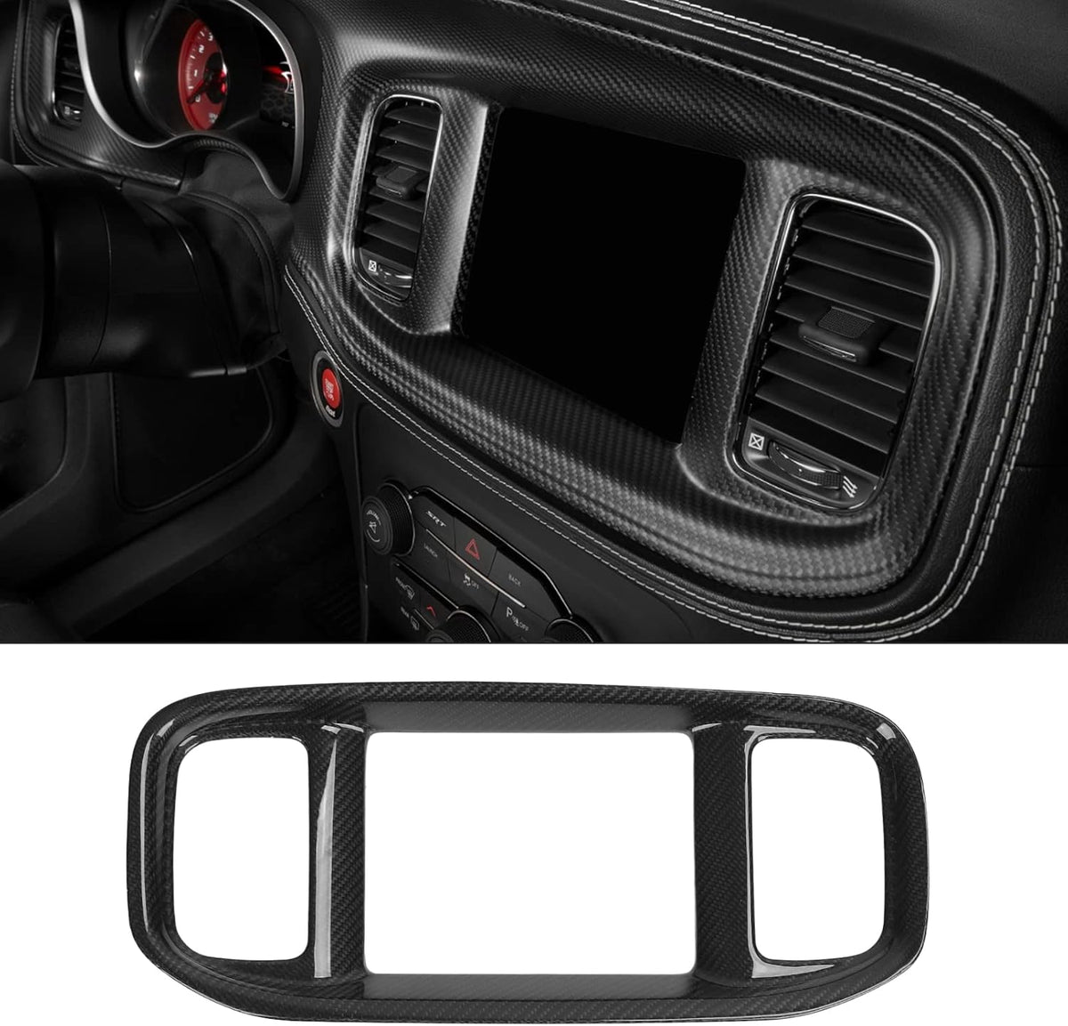 Gloss Black Carbon Fiber Car Stereo Radio Fascia Frame B580845