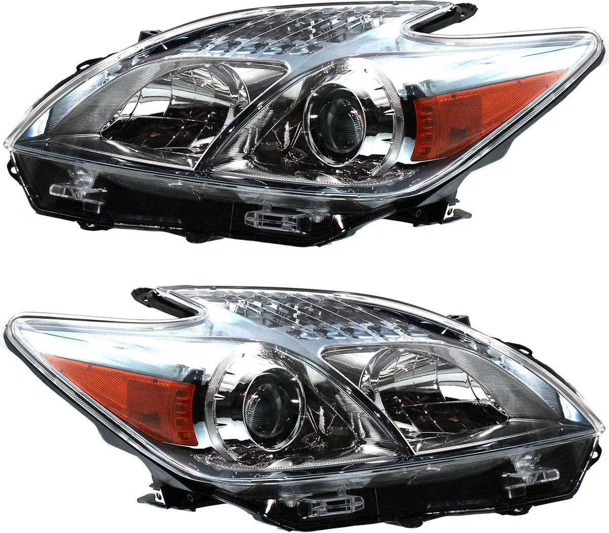 Set of 2 Halogen Headlight Lens and Housing for 2010-2011 Toyota Prius T435