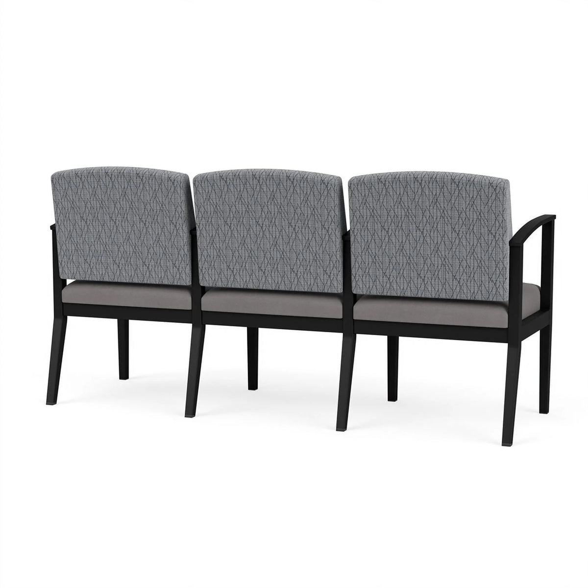 Black & Gray 3 Seat Steel Reception Seating E7251