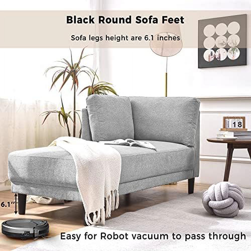 Black Velvet Chaise Lounge Chair with Solid Wood Legs C697498