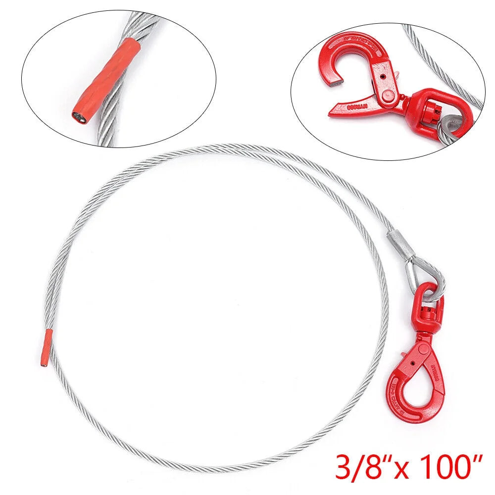 3/8" x 100" Steel Core Wire Rope Winch Cable with Swivel Hook X237